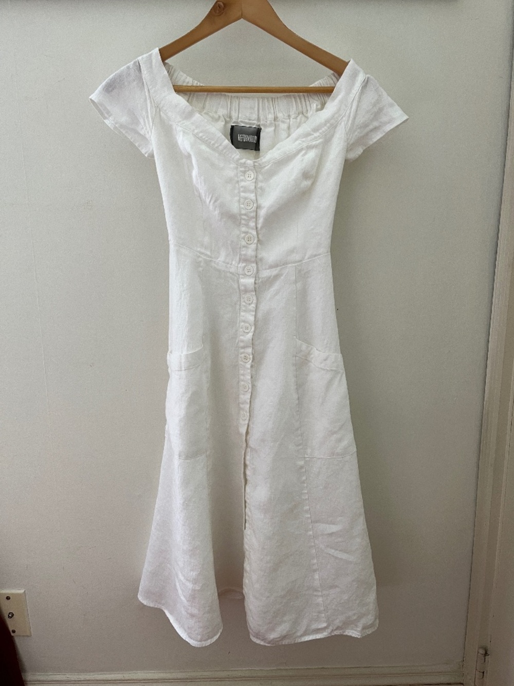 Reformation Mariposa Dress - White Linen Midi Dress